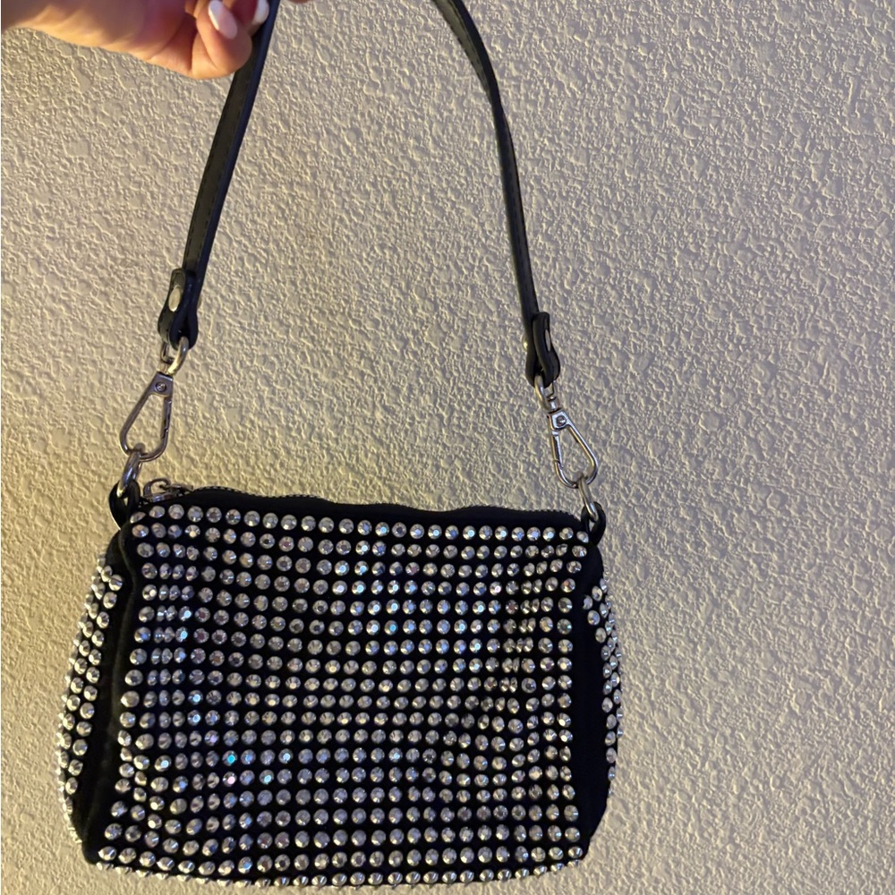 Olivia Miller Black and Silver Studded Shoulder Bag